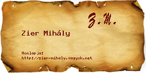 Zier Mihály névjegykártya